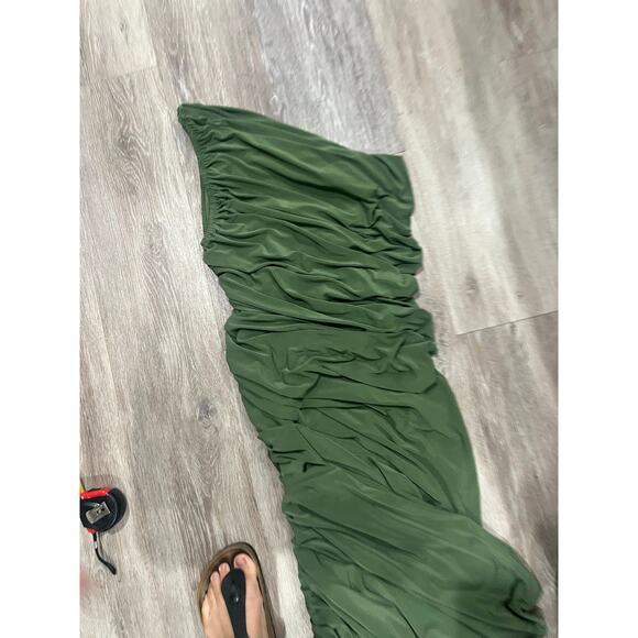 Norma Kamali Diana Gown Green Celadon Ruched One Shoulder Dress Size XS - Picture 4 of 11